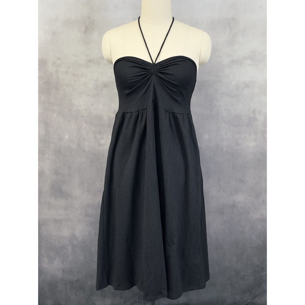 HM Halter Dress Women‎ Large Ruched Bust Textured Flowy Minimalist